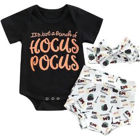 Xiaodriceee Baby Girl Clothes Newborn Short Sleeve T-Shirt Romper Pumpkin Print Shorts Headband Set Cute Halloween Outfit in Saudi Arabia