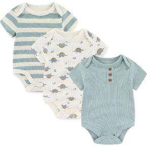 Chamie Newborn Baby Onesies 3-Pack Short Sleeve Bodysuit Baby Clothes for Boys and Girls