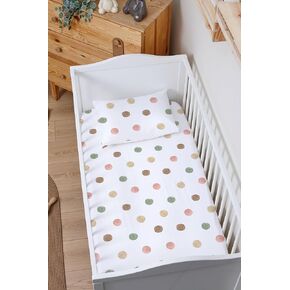 Markkombin-Colored Dots Baby ملاءة وغطاء وسادة من القطن الناعم العضوي، ملاءات سرير قطنية، ملاءات أطفال ناعمة لسرير الأطفال، ملاءة سرير مناسبة للجنسين، ملاءة سرير جاهزة 52 بوصة طول × 28 عرض، كيس وسادة 18 بوصة طول × 14 عرض in Kuwait