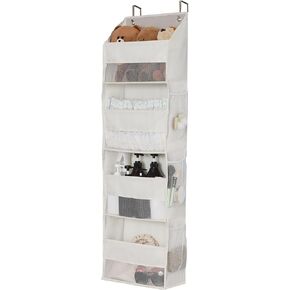 GRANNY SAYS 4-Shelf Over Door Hanging Organizer, Wall Mount Back of Door Hanging Organizers, Large Capacity Storage with Clear Window for Kids Toys, Diapers, Cosmetics, Beige in Kuwait