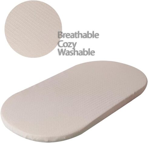 Bassinet Cradle Mattress Protection Removable Organic Cotton Cover Oval Mattress Pad 30''X16'' in Kuwait
