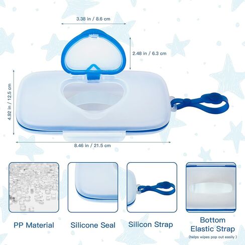 موزع مناديل FAMOPLAY مع 10 قطع من قماش الفانيلا مناديل الأطفال، حامل علبة مناديل مع حزام معلق للسفر، حاوية مناديل محمولة للمناديل المبللة، منظم مناديل القماش in Kuwait