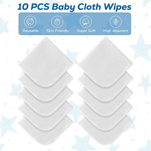 موزع مناديل FAMOPLAY مع 10 قطع من قماش الفانيلا مناديل الأطفال، حامل علبة مناديل مع حزام معلق للسفر، حاوية مناديل محمولة للمناديل المبللة، منظم مناديل القماش in Kuwait