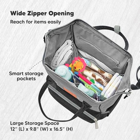 KeaBabies Baby Diaper Bag Backpack, Baby Bag for Boys, Girls (Trendy Black) | Large, Waterproof, Multi Function, Travel Diaper Backpack with Changing Pad, Durable Travel Essentials for Moms and Dads in Saudi Arabia