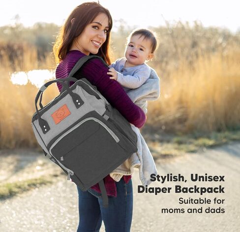 KeaBabies Baby Diaper Bag Backpack, Baby Bag for Boys, Girls (Trendy Black) | Large, Waterproof, Multi Function, Travel Diaper Backpack with Changing Pad, Durable Travel Essentials for Moms and Dads in Saudi Arabia