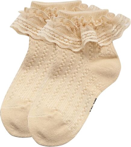 Durio Ruffle Socks for Baby Toddler Girls, Baby Lace Ankle Socks | Combed Cotton Blend, Adorable Dress Frilly Socks, Soft Stretch Cuffs and Textured Knit for Daily Wear, Dress-Up, Photo, Party in Saudi Arabia