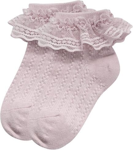 Durio Ruffle Socks for Baby Toddler Girls, Baby Lace Ankle Socks | Combed Cotton Blend, Adorable Dress Frilly Socks, Soft Stretch Cuffs and Textured Knit for Daily Wear, Dress-Up, Photo, Party in Saudi Arabia