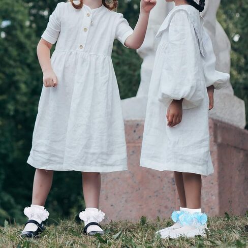 Witwot Girls Ruffle Socks Toddler Double Lace Frilly Pageant Dress Sock Turn Cuff Socks in Kuwait