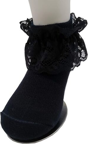 Toddler & Girls Eyelet Frilly Dress Socks Ruffle Lace Cotton Socks in Saudi Arabia
