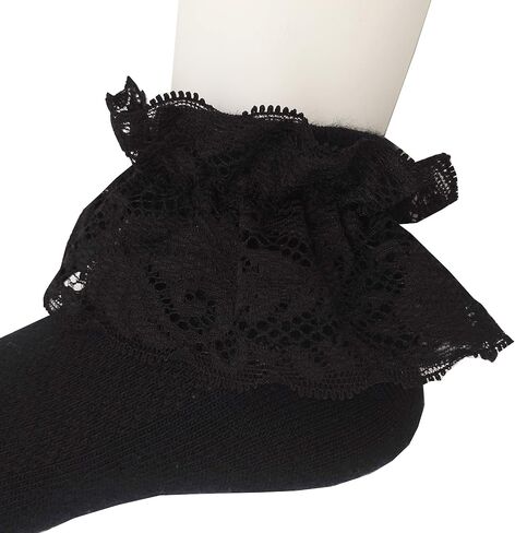 Toddler & Girls Eyelet Frilly Dress Socks Ruffle Lace Cotton Socks in Saudi Arabia