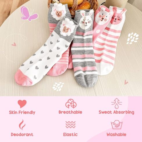 Hellomamma Non-Slip Cotton Toddler Socks, Cute Animals Crew Kids Socks with Grippers Anti Skid Children Socks for Girls Boys in Kuwait