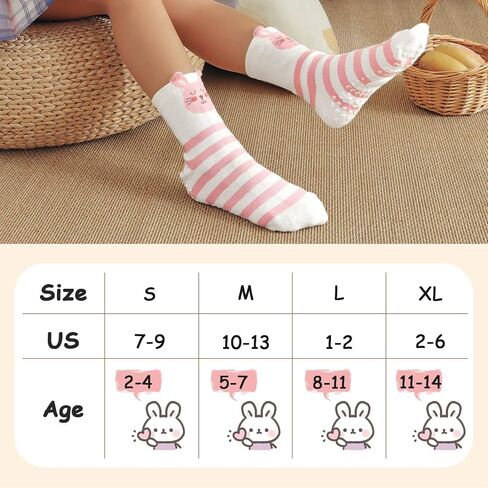 Hellomamma Non-Slip Cotton Toddler Socks, Cute Animals Crew Kids Socks with Grippers Anti Skid Children Socks for Girls Boys in Kuwait