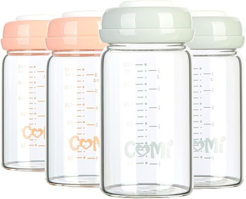 COMI Wide Neck Glass Breastmilk Collection n Storage Bottle, 2 Packs,10oz with Screw Ring Sealing Disk,Re-markable Sealing Disc,BPA Free,Fits Breast Pumps&Nipples(2 Green Lids) in Saudi Arabia