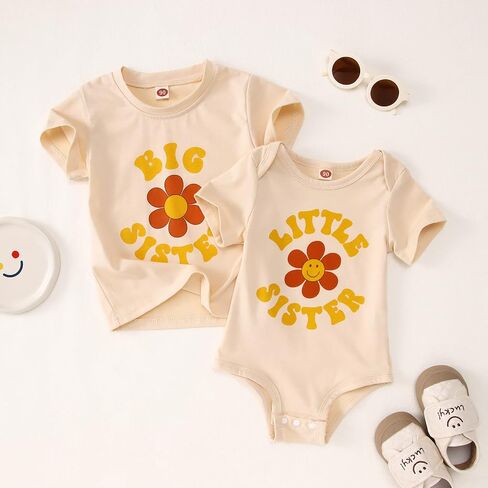 AG AGUU Big Sister T Shirt for Girls Little Sister Romper for Newborn Girls Tops Toddler Baby Announcement Outfits Shirts in Saudi Arabia