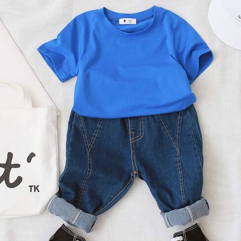 KISBINI Little Girls Boys Short Sleeve T-Shirt Cotton Solid Tees for Toddlers in Kuwait