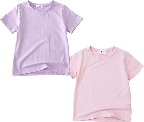 KISBINI Little Girls Boys Short Sleeve T-Shirt Cotton Solid Tees for Toddlers in Kuwait