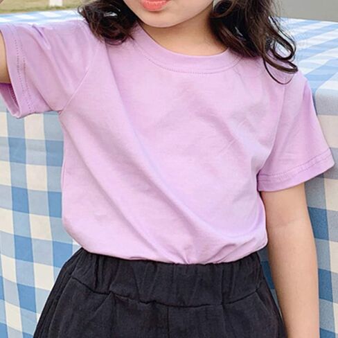KISBINI Little Girls Boys Short Sleeve T-Shirt Cotton Solid Tees for Toddlers in Kuwait