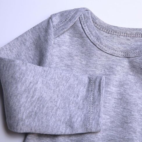 بدلة أطفال من قطعتين بألوان سادة لحديثي الولادة من عمر الولادة وحتى 24 شهرًا - 0-3 Months Black/Gray in Saudi Arabia