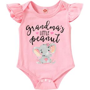 Happy Town Infant Baby Girls Boys Grandma's Little Peanut Short Sleeve Romper Bodysuit Causal Outfits in Saudi Arabia