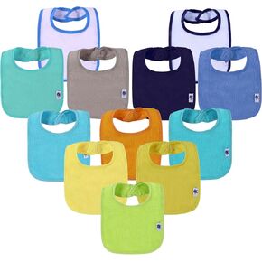 SPINFOX Waterproof Baby Bibs Unisex Infant Drool Feeding Teething | Cotton Terry Solid Blank bibs 0-6-12 Months, Neutral Newborn Bibs for Baby Boy and Girl, Bib with Waterproof Inner Lining in Saudi Arabia