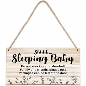 Baby Sleeping Sign For Front Door, Do Not Knock Or Ring Doorbell Wooden Sign, Baby Room Nursery Home Bedroom Rustic Hanging Sign, Set Of 1 Wooden Sign With Rope - A08 in Saudi Arabia
