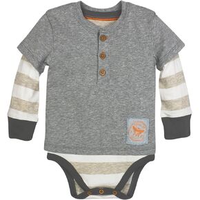 Burt's Bees Baby Baby Boys' Short Long Sleeve One-Piece Bodysuits, 100% Organic Cotton, Heather Grey, 0-3 Months in Kuwait