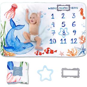 Baby Milestone Blanket| Original Design Baby Monthly Milestone Blanket Boy Girl|Baby Photography Props Blanket| 60'x40' Ocean World in Kuwait