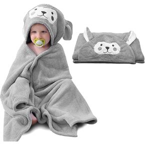menlexly Premium Baby Hooded Bath Towel, Ultra Absorbent Soft Organic Baby Bath Towels for Babies- Newborn Essentials, Cute Grey Little Elephant for Baby Registry Gifts in Saudi Arabia