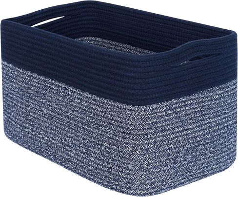 MINTWOOD Design Storage Basket for Shelves, Decorative Baskets for Organizing, Book Basket, Storage Cube Bin Box, Woven Closet Organizer, Pantry Closet and Shoe Basket, Navy Blue in Saudi Arabia