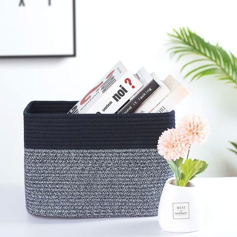 MINTWOOD Design Storage Basket for Shelves, Decorative Baskets for Organizing, Book Basket, Storage Cube Bin Box, Woven Closet Organizer, Pantry Closet and Shoe Basket, Navy Blue in Saudi Arabia