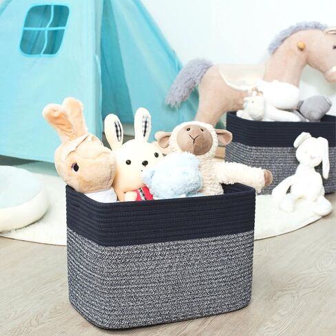 MINTWOOD Design Storage Basket for Shelves, Decorative Baskets for Organizing, Book Basket, Storage Cube Bin Box, Woven Closet Organizer, Pantry Closet and Shoe Basket, Navy Blue in Saudi Arabia