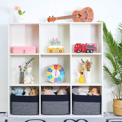 MINTWOOD Design Storage Basket for Shelves, Decorative Baskets for Organizing, Book Basket, Storage Cube Bin Box, Woven Closet Organizer, Pantry Closet and Shoe Basket, Navy Blue in Saudi Arabia