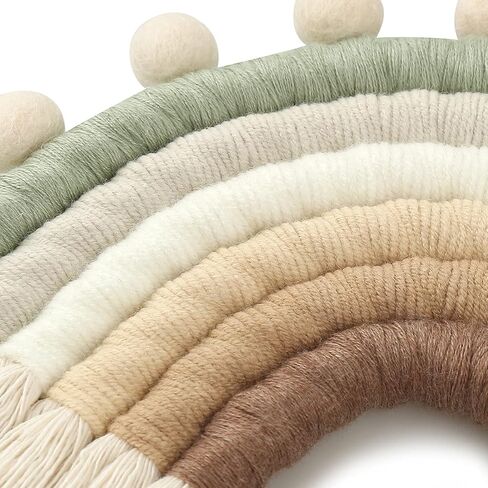 زينة حائط منسوجة بالوان قوس قزح - ديكور منزلي بنمط بوهيمي، مكرمية ملونة مصنوعة يدويا لغرف نوم الاطفال والمراهقين، شرابة مكرمية قطنية لديكور المنزل والحضانة وغرفة الاطفال in Kuwait