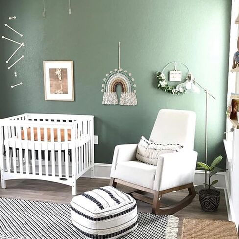 زينة حائط منسوجة بالوان قوس قزح - ديكور منزلي بنمط بوهيمي، مكرمية ملونة مصنوعة يدويا لغرف نوم الاطفال والمراهقين، شرابة مكرمية قطنية لديكور المنزل والحضانة وغرفة الاطفال in Kuwait