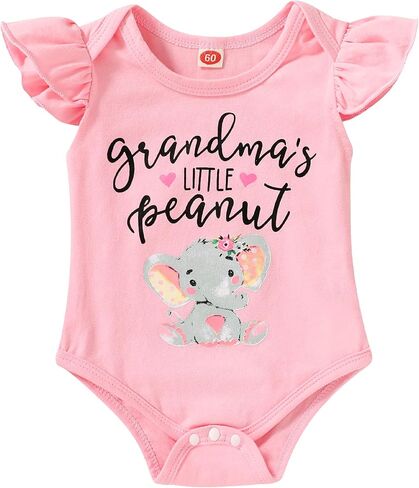 Happy Town Infant Baby Girls Boys Grandma's Little Peanut Short Sleeve Romper Bodysuit Causal Outfits in Saudi Arabia