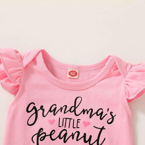 Happy Town Infant Baby Girls Boys Grandma's Little Peanut Short Sleeve Romper Bodysuit Causal Outfits in Saudi Arabia
