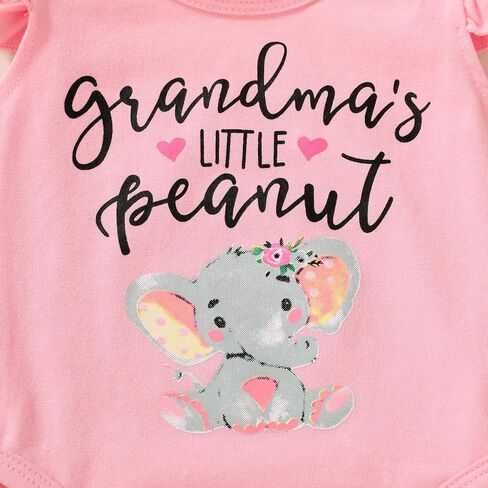 Happy Town Infant Baby Girls Boys Grandma's Little Peanut Short Sleeve Romper Bodysuit Causal Outfits in Saudi Arabia