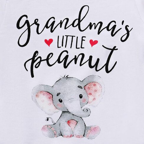 Happy Town Infant Baby Girls Boys Grandma's Little Peanut Short Sleeve Romper Bodysuit Causal Outfits in Kuwait