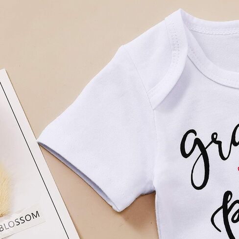 Happy Town Infant Baby Girls Boys Grandma's Little Peanut Short Sleeve Romper Bodysuit Causal Outfits in Kuwait