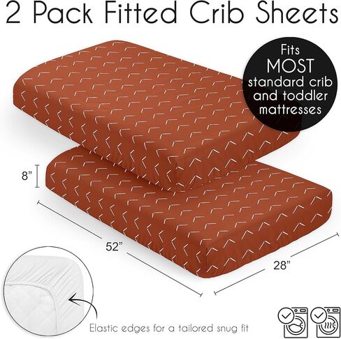 Sweet Jojo Designs Orange Boho Arrow Boy Girl Gender Neutral Baby Fitted Crib Sheet Set Infant Newborn Nursery Toddler Bed Room Standard Mattress 2p Modern Bohemian Farmhouse Southwest Diamond Tuft in Saudi Arabia