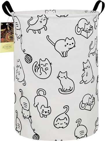 Round Fabric Collapsible Storage Basket with Handles, Roud-Football | Waterproof round laundry bin with reinforced handles, collapsible storage for bedroom, bathroom, closet in Saudi Arabia