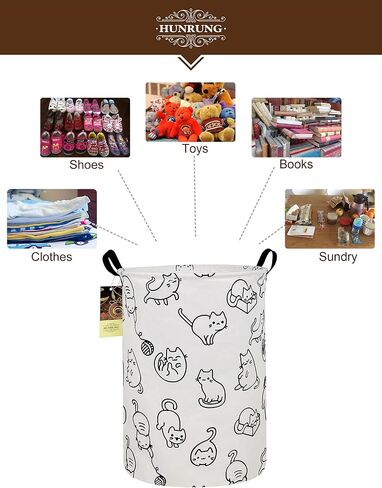 Round Fabric Collapsible Storage Basket with Handles, Roud-Football | Waterproof round laundry bin with reinforced handles, collapsible storage for bedroom, bathroom, closet in Saudi Arabia