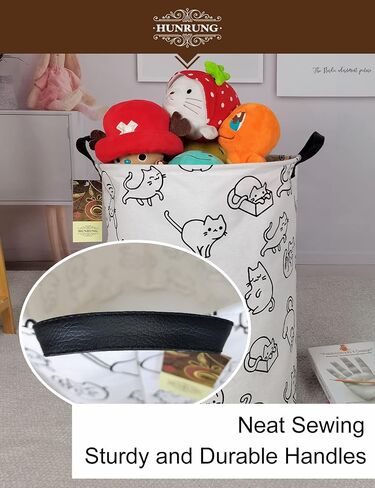Round Fabric Collapsible Storage Basket with Handles, Roud-Football | Waterproof round laundry bin with reinforced handles, collapsible storage for bedroom, bathroom, closet in Saudi Arabia