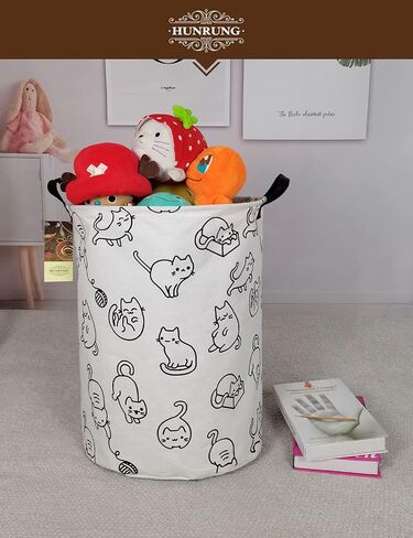 Round Fabric Collapsible Storage Basket with Handles, Roud-Football | Waterproof round laundry bin with reinforced handles, collapsible storage for bedroom, bathroom, closet in Saudi Arabia