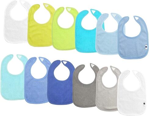 SPINFOX Waterproof Baby Bibs Unisex Infant Drool Feeding Teething | Cotton Terry Solid Blank bibs 0-6-12 Months, Neutral Newborn Bibs for Baby Boy and Girl, Bib with Waterproof Inner Lining in Kuwait