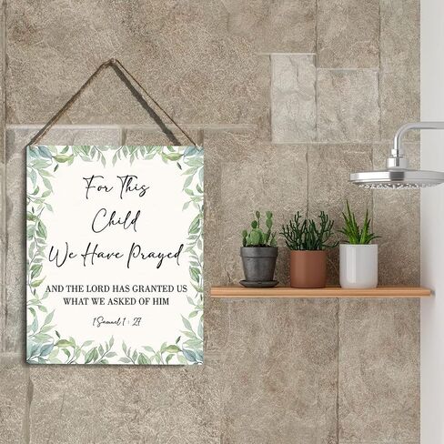 Nursery Decor for Girls Boys Baby Girl Room Decor for Nursery Christian Nursery Wall Art For This Child We Have Prayed Wooden Hanging Sign Bible Verse Wall Art Sign for Kids Home 8 x 10 Inches in Kuwait