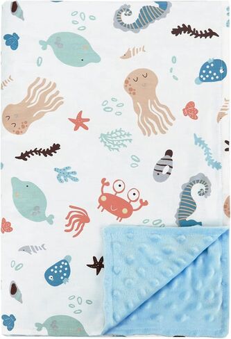 بطانية أطفال من POSENPRO للأولاد والبنات، بطانية أطفال من القطيفة الناعمة مع ظهر منقط، بطانية جميلة بطبقة مزدوجة للأطفال الصغار لعربة الأطفال وسرير الأطفال، 30 × 40 بوصة in Kuwait