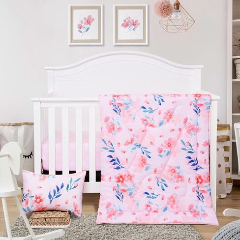 JISEN 3 Piece Crib Bedding Set Soft Baby Crib Bedding Set Construction Trucks Crib Comforter Set - Comforter Sheet Pillowcase Nursery Bedding Sets for Baby Girls or Boys in Saudi Arabia