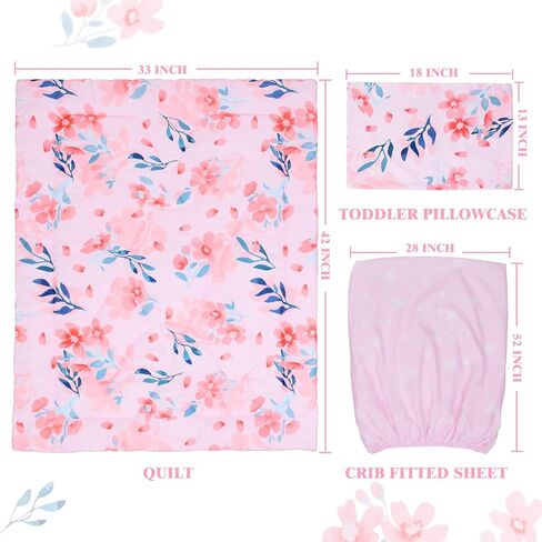 JISEN 3 Piece Crib Bedding Set Soft Baby Crib Bedding Set Construction Trucks Crib Comforter Set - Comforter Sheet Pillowcase Nursery Bedding Sets for Baby Girls or Boys in Saudi Arabia