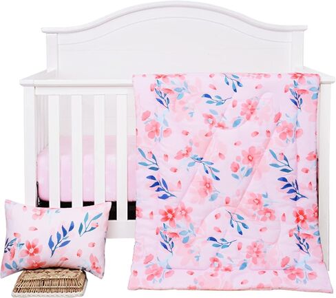 JISEN 3 Piece Crib Bedding Set Soft Baby Crib Bedding Set Construction Trucks Crib Comforter Set - Comforter Sheet Pillowcase Nursery Bedding Sets for Baby Girls or Boys in Saudi Arabia
